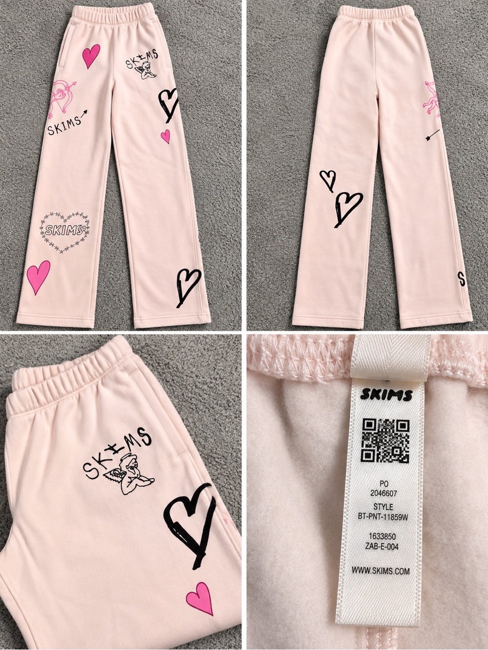SKIMS Light Pink Heart Logo Straight Leg Pants NWOT
